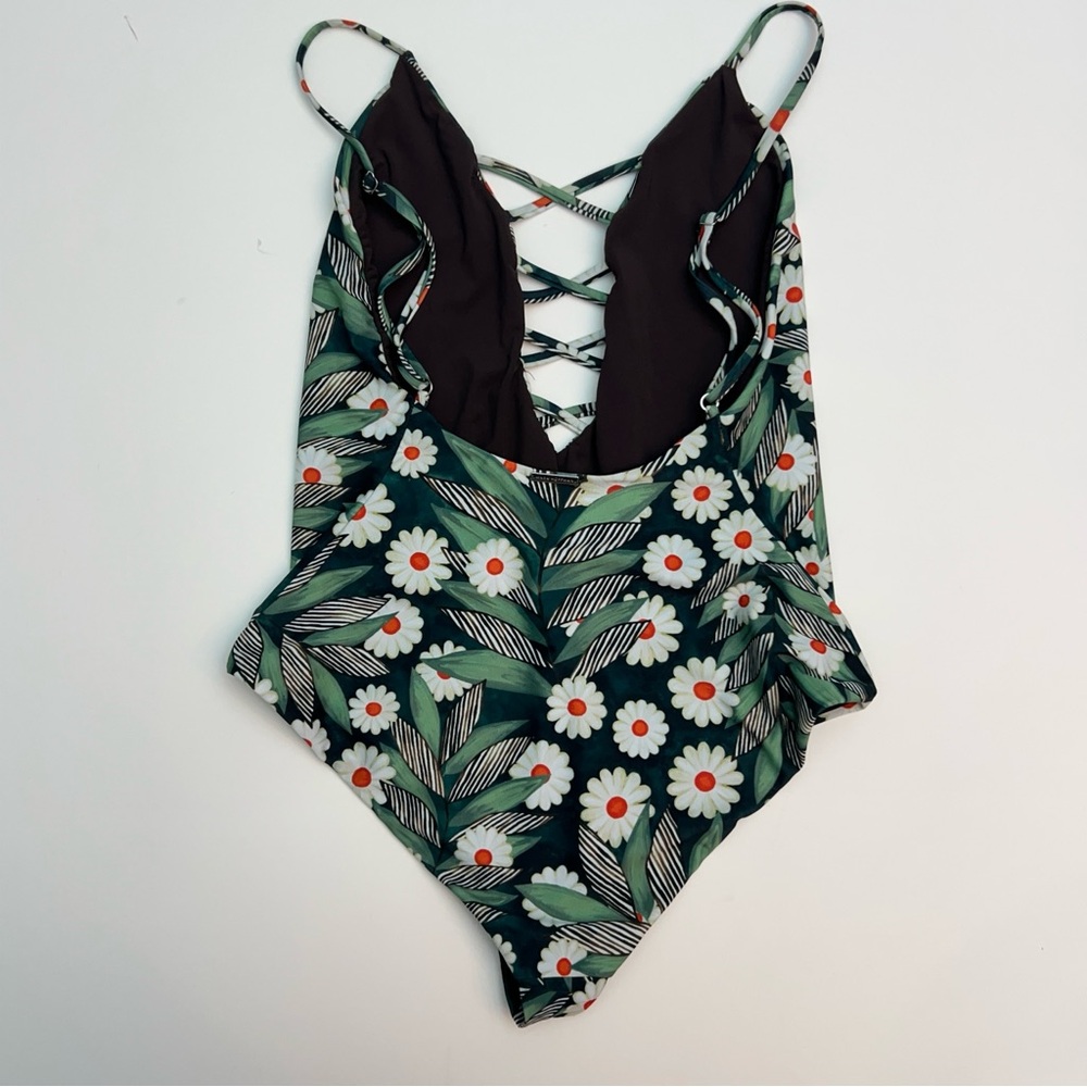 Mara Hoffman Daisy Criss Cross One Piece, Size 6 - Picture 3 of 3